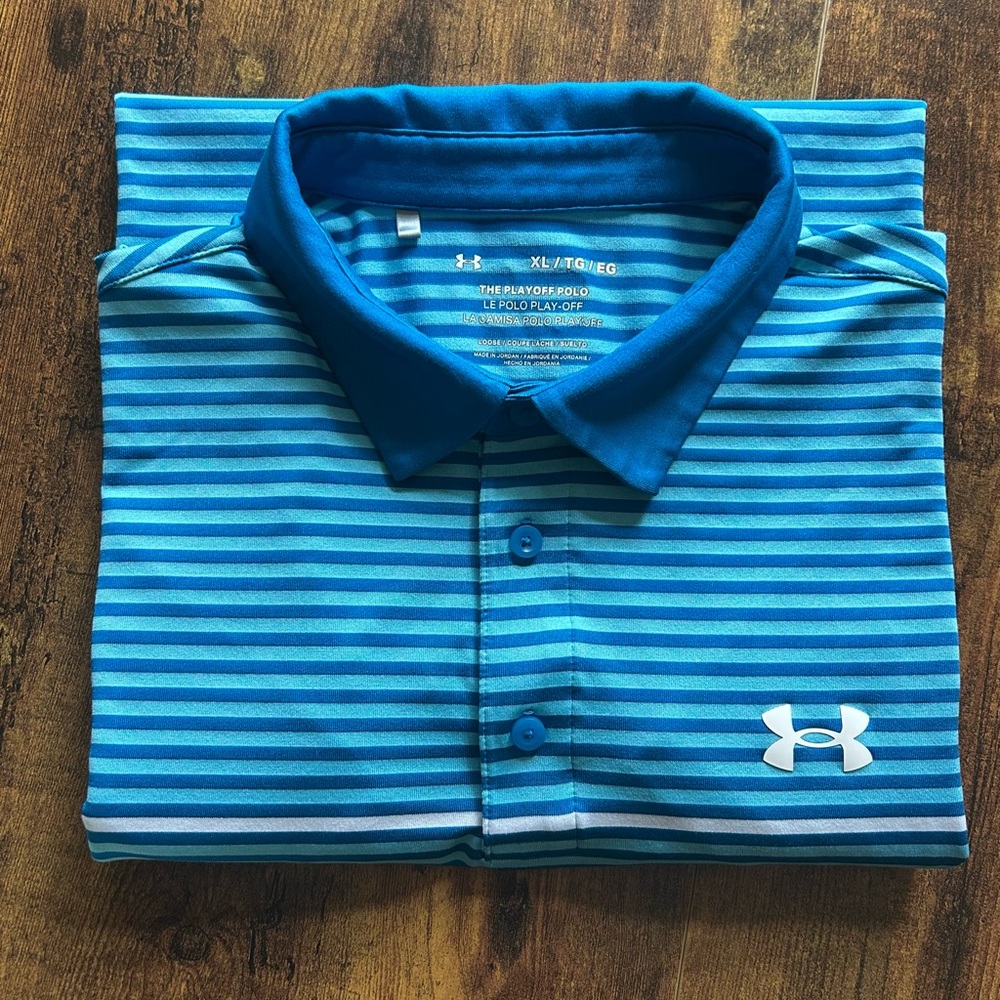 Under Armour Men's Blue Striped Polo